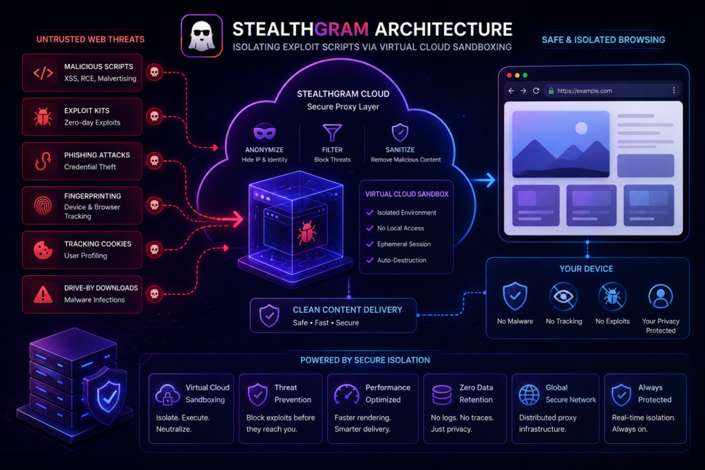 StealthGram Architecture: Isolating Exploit Scripts via Virtual Cloud Sandboxing